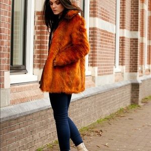 burnt orange fluffy jacket